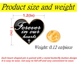 25/50/100 pieces Heart shape metal Forever in our hearts Brooch pin Funeral mourning Memorial lapel pins badge bulk (50)