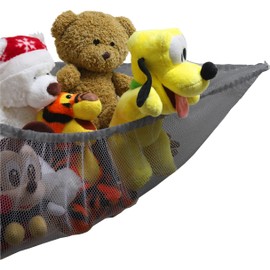 SimpleHouseware Stuffed Animals Jumbo Toy Storage Hammock Nets, 2 Pack, Grey