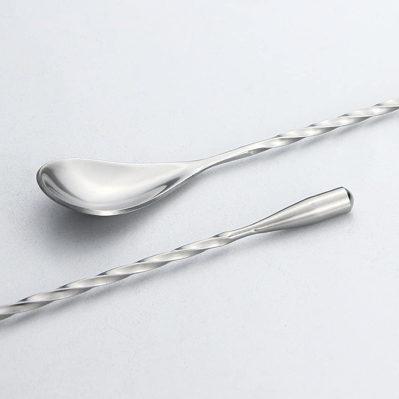 Cocktail Spoon Silver, 11.8 inches Stirrer, Long Mixing Spoon, Stainless