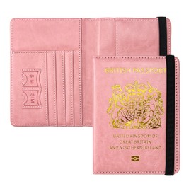 ILIYAH Passport Cover Holiday Essentials UK Passport Holder Minimalist Wallet British RFID Blocking Secure Travel Accesaries Ireland Card Holder(Pink)