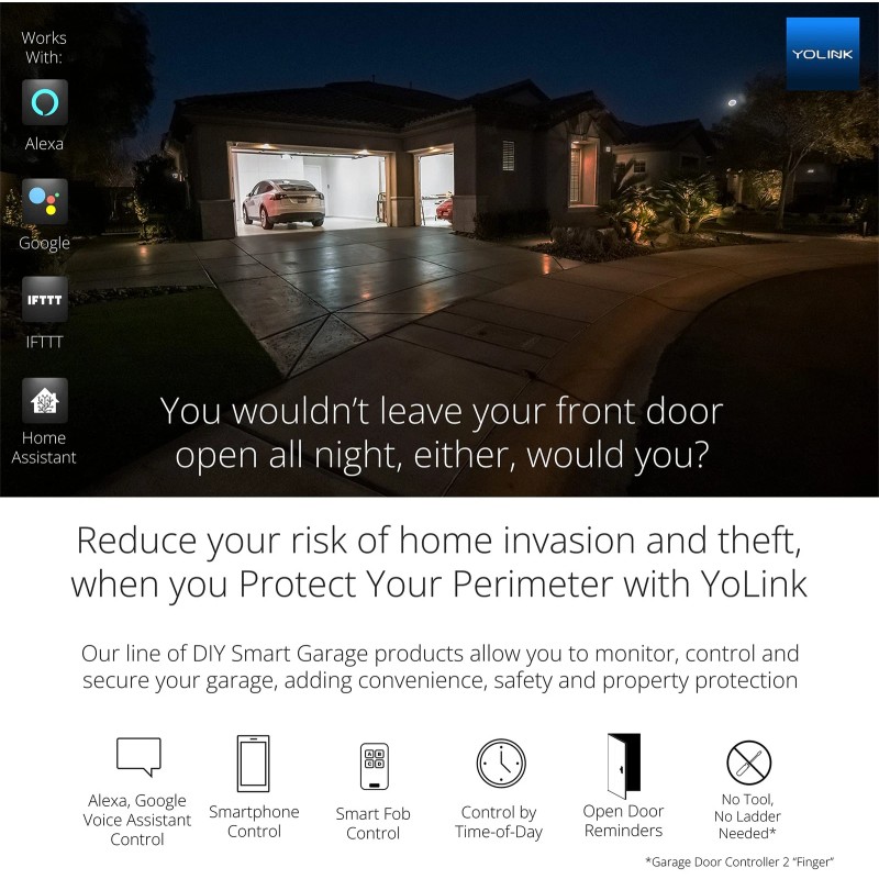 YoLink Garage Door Sensor Monitor Alerts Voice Assistant Smart Home