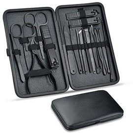 Set de Manicure y Pedicure, 18 en 1 Kit de Manicura y Pedicura Profesional Acero Inoxidable, Kit de Uñas y Pedicure con Herramientas Remover Cutícula, Tijeras para Uñas, Lima de Uñas, etc.