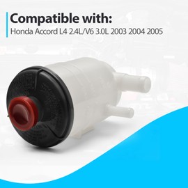 Generic Power Steering Reservoir Kit Compatible with Honda Accord L4 2.4L/V6 3.0L 2003-2005 Replace 53701-SDA-A01, Suction Line Hose & Return Line Hose, White