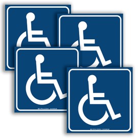 iSYFIX Handicap Signs Stickers Decal Symbol - 4 pack, 6x6 inch - ADA Compliant - Disable Wheelchair Sign, Disability Sticker, Premium Self-Adhesive Vinyl, Laminated, Indoor & Outdoor | iSYFIX