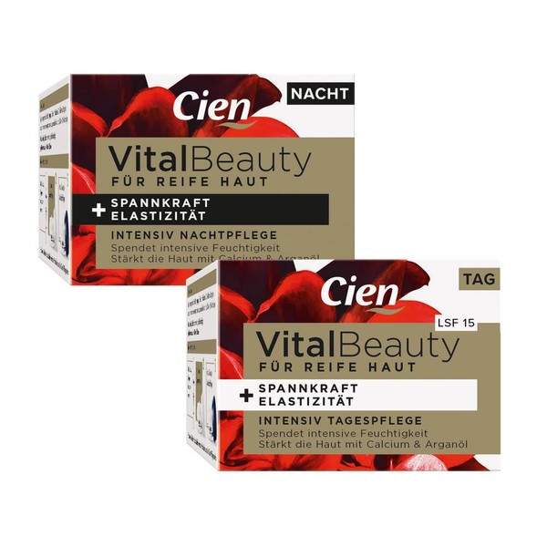 Cien Vital Beauty Cream for Mature Skin, Set of 2, Intensive Day Cream (50 ml) + Intensive Night Cream (50 ml), 100 ml