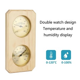 beiyaiey Sauna Thermometer 2 in 1 Wooden Sauna Hygrothermograph Indoor Celsius Thermometer & Hygrometer for Hotel or Sauna Room