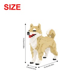 Larcele 814 Pieces Micro Dog Building Blocks Toy Bricks Set Mini Pet Building Blocks KLJM-02 (Female Shiba Inu)