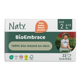 Naty BioEmbrace Baby Newborn Diapers Size 2 (6–13 lbs) | 100% Biobased on Skin | Plant-Based Softness | Dermatologically Tested, Super Absorbent | 33 Count