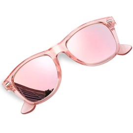 KANASTAL Sonnenbrille Herren und Damen Rosa Verspiegelt UV400 Schutz Rechteck Retro Sonnenbrillen Rosa Transparent Rahmen Unisex Klassische Fahrende Brille