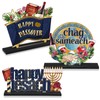Qunclay 3 Pcs Happy Passover Wooden Centerpiece Sign Chag Sameach
