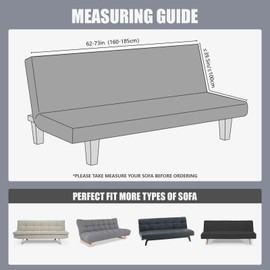 molasofa Leather Like Stretch Futon Slipcover Armless Futon Bed Sofa Cover Furniture Protector with Elastic Bottom, Soft and Washable Futon Cover for Sofa Bed Stay in Place（Larger，Dark Grey）