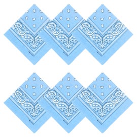 APIGANIZ 100% Cotton Bandanas, 21 x 21 inches, Set of 6 (Basic - Light Blue)