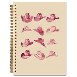 JINYO Pink Western Notebook, Retro Cowgirl Hats Journal, Western Office Supplies, Cowgirl Gifts for Women, Aesthetic Journal for Women, Pink Spiral Notebooks 5.5x8.3 Inch