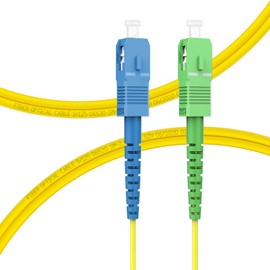 FLYPROFiber- 0.5M/1.6ft OS2 SC/UPC to SC/APC Fiber Internet Cable, Single Mode Fiber Patch Cable, Simplex, 9/125um OS1/OS2 Compatible Yellow LSZH OD-2.0mm 0.5M(1.6ft)