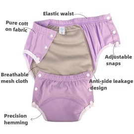 Reusable Cotton Adult Incontinence Diapers for Seniors – Breathable, Leak-Proof, Washable Cloth Diapers, Absorbent Urine Pads for Elderly (Orange,XX-Large)