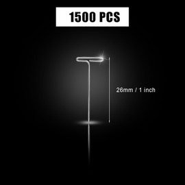 Tinoaly 1500pcs Wig T Pins, 1in Metal Straight Head Stick T Pins for Jewelry Sewing Wig Making Fabric Blocking Knitting Quilting Crochet and Picture Hanging DIY Crafts Supplies
