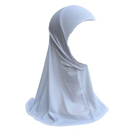 Yaqeen Girls instant headscarf hijab plain al Amira, readymade pull on scarf, ideal for any occassion school/nursery (White)