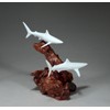 BLUE SHARK DUO Sculpture by JOHN PERRY 7 in high