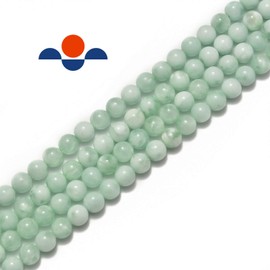 JM Design Green Moonstone Smooth Round Beads 8mm 15.5" Strand for Jewelry Making, Arts and Craft