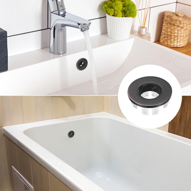uxcell 3pcs Sink Overflow Ring Set, Bathroom Kitchen Basin Trim