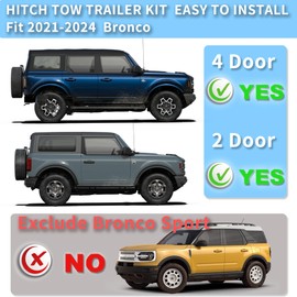 Bronco Tow Hitch, MONOKING Towing Trailer Hitch Receiver Kit Compatible for 2021-2024 Ford Bronco 2 Door 4 Door (Exclude Bronco Sport), Rear Bumper Tow Hook Hitch Cover Kit