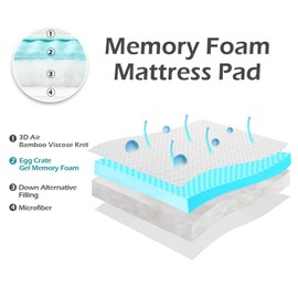 Hansleep Memory Foam Mattress Topper King, Gel King Mattress Topper with Deep...