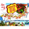 ROUTE 66 ATTRACTIONS  MAP Vintage Illustration Giclee High Res 8 x 10 Print