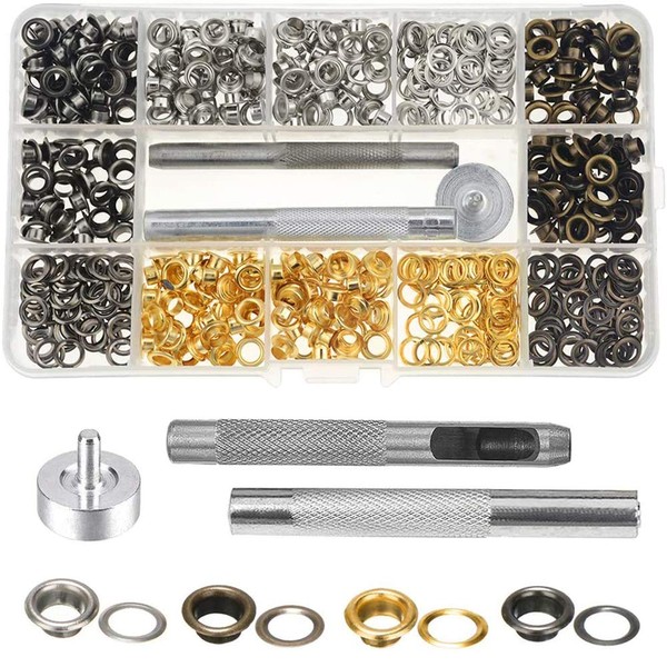 Mesee 400 Sets Leather Grommet Eyelet Kit with Setting Tools,