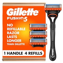 Gillette Fusion - Cuchilla de afeitar manual para hombre, 1 afeitadora + 4 repuestos (Nueva Versión)