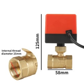 DC12V G3 / 4" Electric Ball Valve, Brass Electric Ball Type Valve, 2-Way Control Valve