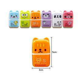 Jagowa Adorable Cartoon Roller Pencil Erasers- Set of 6 Cute Animals- Ideal for School & Office Supplies, BG-2207-24, Black