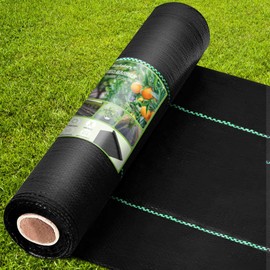 Kalolary Landscape Fabric Heavy Duty Garden Fabric Roll Polypropylene Black Weed Blocker Cover for Gardening & Yard (3 x 200Ft)