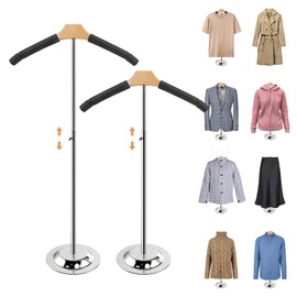 Fumingpal 20-35 Inch Height Adjustable Shirt Display Stand, T Shirt Display Stand for Vendors, Shirt Rack for Clothing Dress Garment Coat Retail (Black, 2 Pcs)