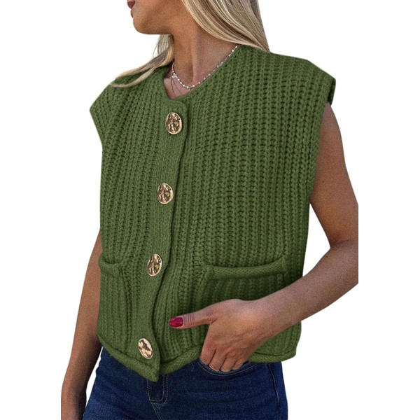 PRETTYGARDEN Women's Summer Sweaters Vest 2025 Sleeveless Button Down Cropped