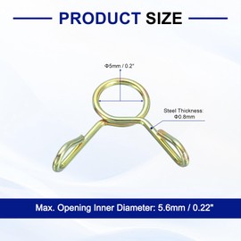 uxcell Fuel Line Hose Clips, 30Pcs 5mm ID 5.6mm Max. ID 65Mn Steel Water Pipe Air Tubing Spring Hose Clamps for Motorcycle Scooter ATV