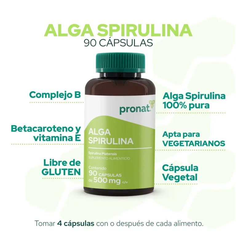 Suplemento Alga Spirulina (90 Caps) - Pronat