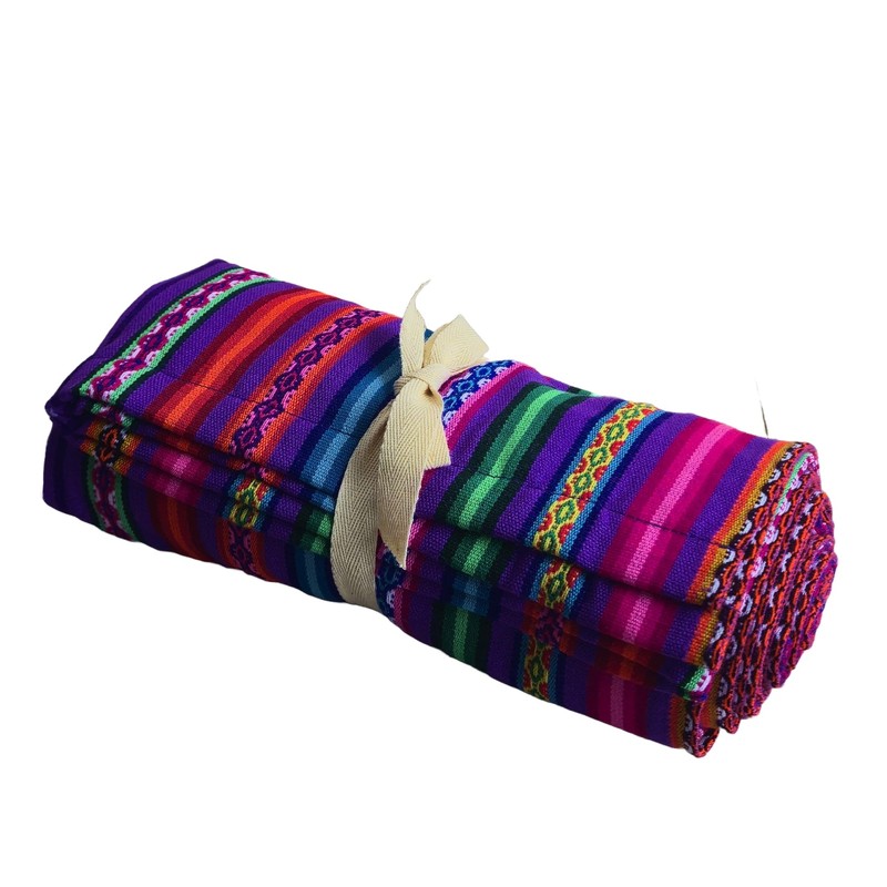 Unique Native Peruvian Throw with Vibrant Colorful Lightweight Durable -