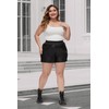 Fahsyee Plus Size Black Shorts - Faux Elastic High Waisted