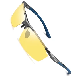 Sports Sunglasses, Polarized Lenses, Yellow, Driving, Night Fishing, Night Driving, UV400, UV Protection, Lightweight, Men's, blue