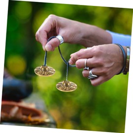 Mikinona Tibetan Copper Meditation Bell Hand Cymbals with Protective Bag for Yoga and Mindfulness Ringing Tone Durable Nepali Instrument for Christmas and Valentines Day