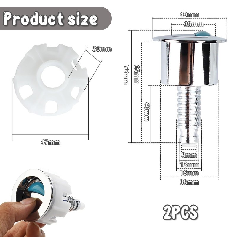 2pcs Toilet Flush Button – Round Head Push Button for