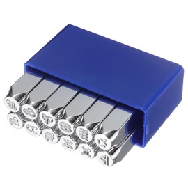 sourcing map 12pcs 1/4" (6mm) Punch Stamp 40Cr Alloy Steel, Sign Pattern Punch Tool Punch Press Tool for Metal Plastic Wood Leather