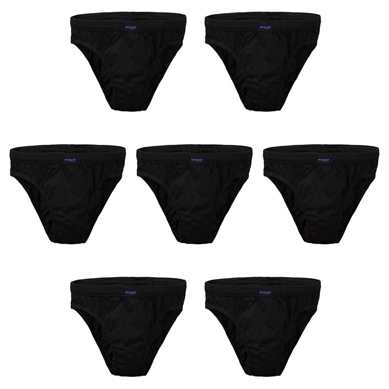 Brubaker Men’s Cotton Briefs, Pack of 7 - black Plain,