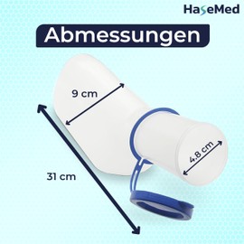 HaseMed Urine Bottle for Men - 1000 ml, with Lid, 1 Piece | Autoclavable up to 130 °C, Made of Polypropylene, Leak-proof & Hygienic - Ideal for Care, Hospital & Travel