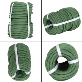 HOSTIC 3/8 Inch 100 Feet Braided Rope 3520 LBS High Strength Polyester Rope Tree Work Rope for Swing Camping Green