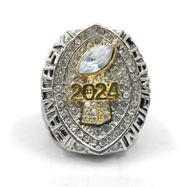 Customized 2024 Fantasy Football League Championship Trophy Rings Prize (Silver,9)