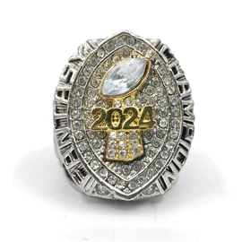 Customized 2024 Fantasy Football League Championship Trophy Rings Prize (Silver,9)
