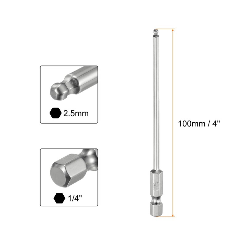 HARFINGTON Ball End Hex Screwdriver Bit Set 2.5mm (H2.5) Size
