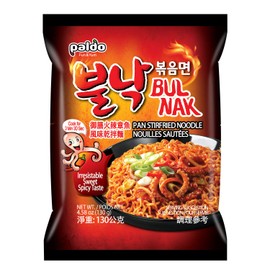 Paldo Fun & Yum Bulnak Pan Stir Fried Instant Noodles, Irresistible Sweet Spicy Flavored, Best Soupless Oriental Style Korean Ramyun, Bulnak Bokkeummyun K-Food, 팔도 불낙볶음면 Family Pack 130g (4.59oz) x 16
