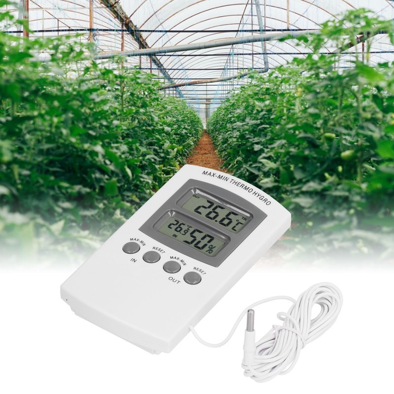 LCD Temperature and Humidity Monitor WallMountable Wired Flower Planting Hygrometer